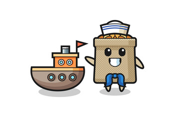 Poster - Character mascot of wheat sack as a sailor man