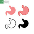 Human organ where food is digested. internal organ symbol in Digestive system anatomy. Inner Body part for medical infographic. Stomach icon. Vector illustration. Design on white background. EPS10