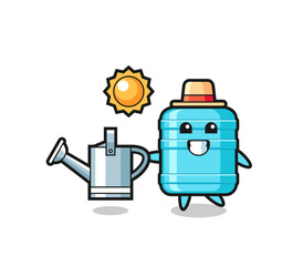 Sticker - Cartoon character of gallon water bottle holding watering can