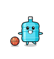 Sticker - Illustration of gallon water bottle cartoon is playing basketball