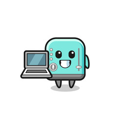 Sticker - Mascot Illustration of toaster with a laptop