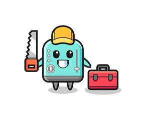 Sticker - Illustration of toaster character as a woodworker