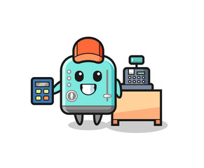 Wall Mural - Illustration of toaster character as a cashier