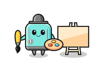 Poster - Illustration of toaster mascot as a painter