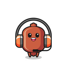 Poster - Cartoon mascot of sausage as a customer service