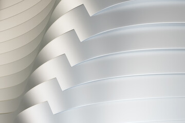 Poster - White background. Stylish light decor. White abstract lines with treatment. Light decorative elements. Background with white waves. Texture minimalistic design. Abstract background. 3d rendering.