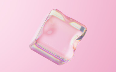 Poster - Soft cube with pink background, 3d rendering.