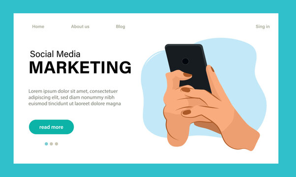 Landing page template of Social media marketing. Modern flat design concept of web page design for website and mobile website. Easy to edit and customize. Vector illustration