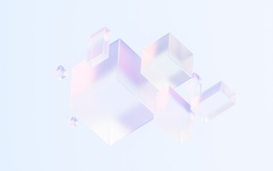 Poster - transparent glass with gradient colors, 3d rendering.