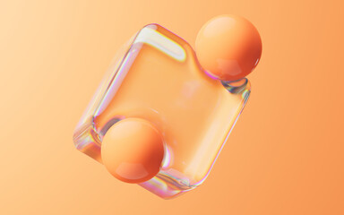 Poster - Soft ball and abstract geometric background, 3d rendering.