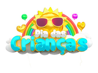 Poster - DIA DAS CRIANÇAS SELO 3D SOL ARCO ÍRIS 