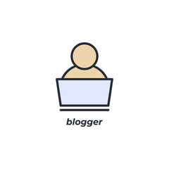 Fototapete - Vector sign of blogger symbol is isolated on a white background. icon color editable.