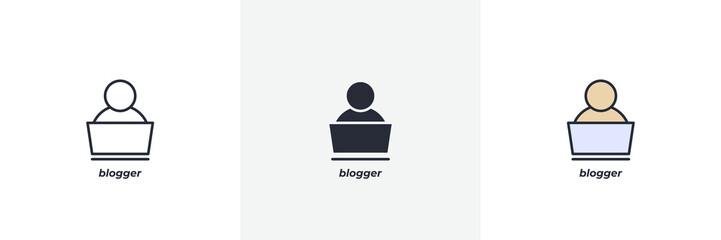 Fototapete - blogger icon. Line, solid and filled outline colorful version, outline and filled vector sign. Idea Symbol, logo illustration. Vector graphics