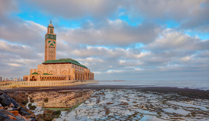 Landscape of Great Hassan II mosque - Casablanca, Morocco