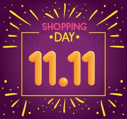 Canvas Print - 11 11 shopping day purple color