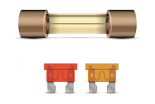 Safety Electronic Components Group, Set Of Miniature Electrical Fuses For Overcurrent Protection In Electronics. . Metal Fusible Wire Or Strip Between Two Terminals Enclosed In Ceramic Or Glass Tubes.