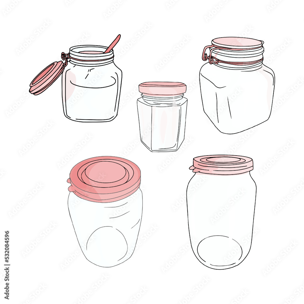 Isolated illustration of conservation, jars as a blank for designers ...