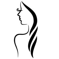 Wall Mural - woman silhouette with long hair