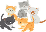Fototapeta Dinusie - Cat Kittens Illustration