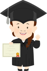 Wall Mural - Girl Dwarfism Graduation Certificate Illustration