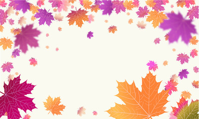 Wall Mural - autumn falling leaves background vector template. leaf vector