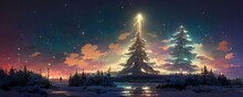 Christmas Tree And Fireworks