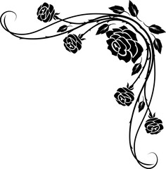 Poster - Floral corner, border frame with flower buds