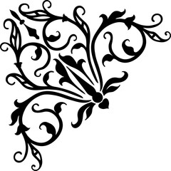 Aufkleber - Retro floral corner, frame divider with leaves