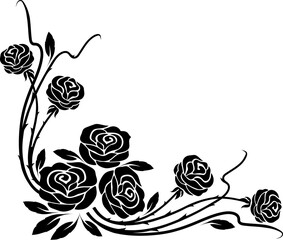 Aufkleber - Black roses victorian divider, vintage corner