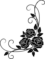 Poster - Victorian adornment, black roses floral divider