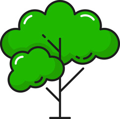 Poster - Green tree thin line icon, spring or summer decor