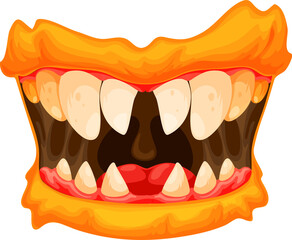 Sticker - Creepy jaws of Halloween monster cartoon mouth