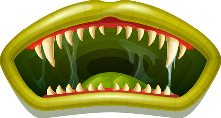 Wall Mural - Scary monster mouth, cartoon grin jaws goblin lips