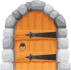 Sticker - Cartoon medieval castle gates and door design