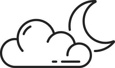 Poster - Moon and cloud partly clear night sky outline icon