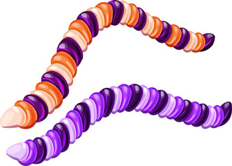 Halloween jelly worms vector gummy candy snakes