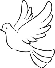 Vector Holy Bird Icon Isolated Flying Dove Pigeon