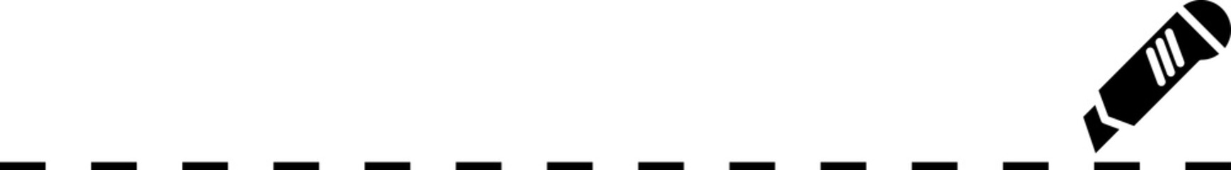 Wall Mural - Cut here symbol, cutting knife and dashed line