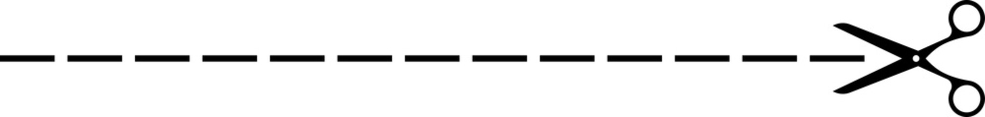 Wall Mural - Scissors and separation line, open cut here symbol