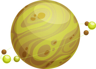 Poster - Yellow fantasy planet rotating over orbit isolated