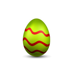 Wall Mural - easter egg 3d icon. red green color egg, isolated white background. bright realistic design, decorat