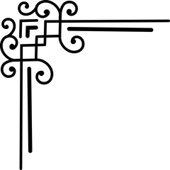 Aufkleber - Corner with swirls, wavy patterns, art deco frame