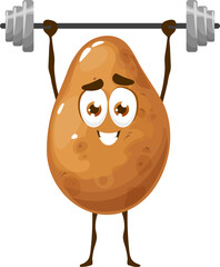 Sticker - Potato bulbous cartoon character with dumbbell