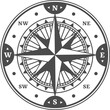 Ancient compass with windrose star vector symbol