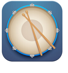 Aufkleber - Musical drum kit app vector icon with sticks