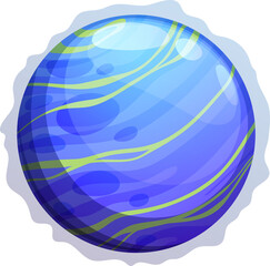 Poster - Mysterious blue space planet game UI cartoon icon