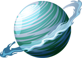 Poster - Cold ice space planet with snow ring game icon