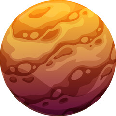 Poster - Cartoon space planet with stone and gold stripes