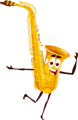 Sticker - Cartoon dancing saxophone character, funny sax