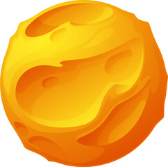Poster - Orange lava space planet with craters, asteroid